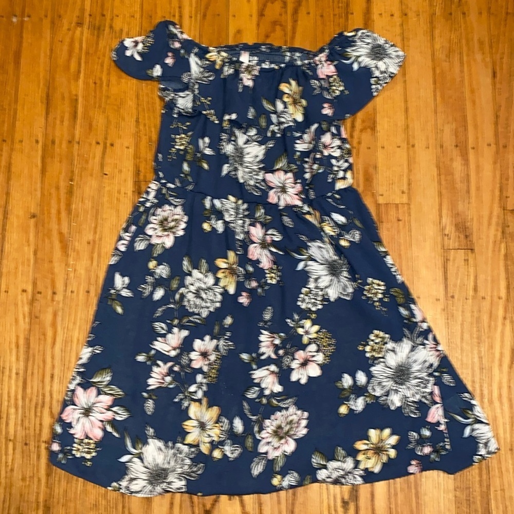 Xhiliration size large blue floral dress nwot